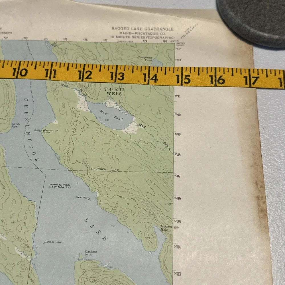 USGS PUBLIC UTILITIES COMM 1954 Ragged Lake, ME Quadrangle Piscataquis 1:625 MAP